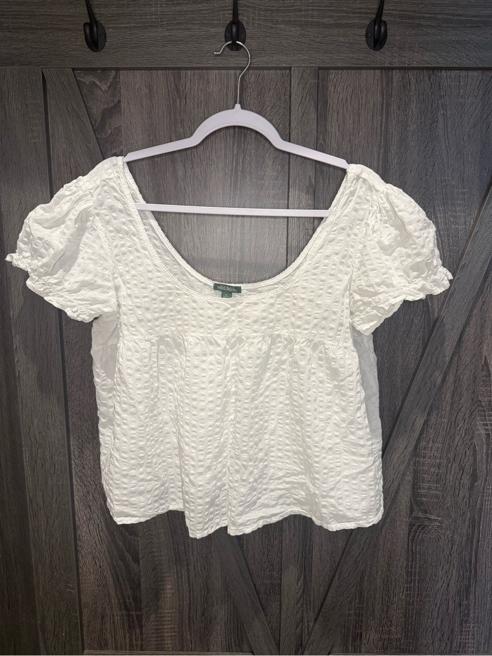 wild fable White Textured Puff-Sleeve Blouse